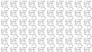 重複的黑色手寫文字警告，寫著「if youre reading this its too late」，白色背景。