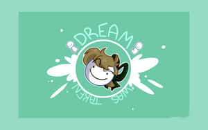 一個微笑的卡通人物在薄荷綠色上睡覺，帶有 'dream was taken' 文字和白色飛濺。 — 夢境 GIF 壁紙