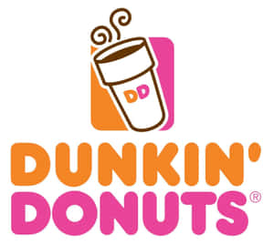 Dunkin' Donuts標誌，以橙色和粉紅色顯示咖啡杯和品牌名稱。