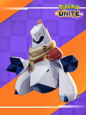 Pokémon Unite遊戲藝術中，擁有藍色星形手臂和棕色圍巾的白色寶可夢。 — 火影忍者海報 壁紙