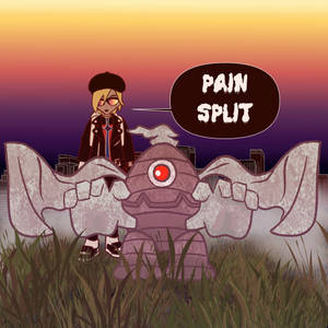 動漫角色與怪物在日落時說pain split