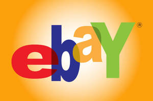 eBay標誌，多色字母置於橙色漸變背景上 — 橙色美學 壁紙