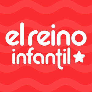 紅色波浪背景，帶有白色俏皮文字顯示 el reino infantil 和一顆星星。 — 卡通 壁紙