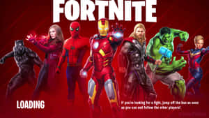 Fortnite 載入畫面，展示 Marvel 超級英雄的動作姿勢。