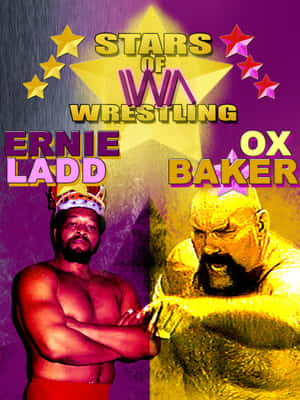 兩名摔角手 Ernie Ladd 和 Ox Baker 在 IWA Wrestling 的宣傳海報中。