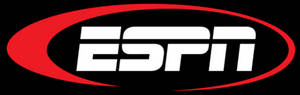 ESPN體育網絡標誌，帶有紅色弧線，黑色背景。