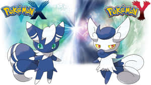 來自X和Y遊戲的兩個Pokémon角色背對背站立。
