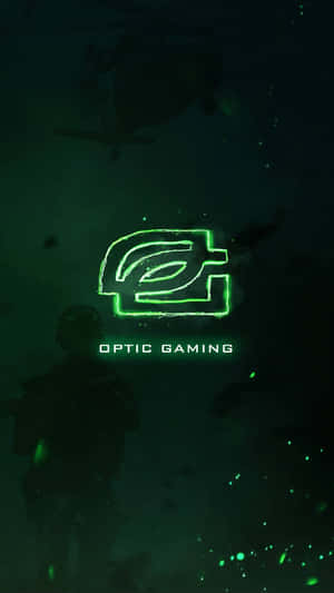 發光綠色Optic Gaming標誌，帶有士兵和直升機剪影在黑暗的水中。 — Cia標誌 壁紙
