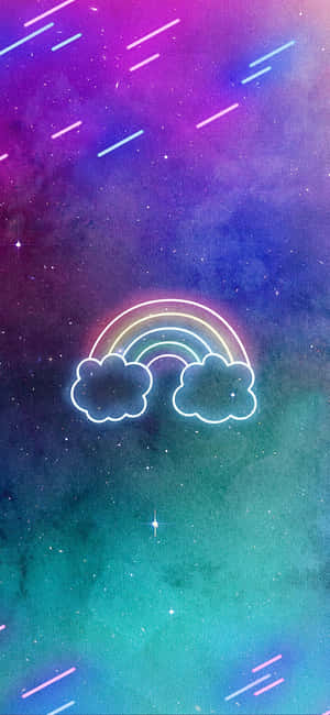色彩繽紛星空雲朵間的霓虹彩虹 — iPhone 11 Pro 壁紙