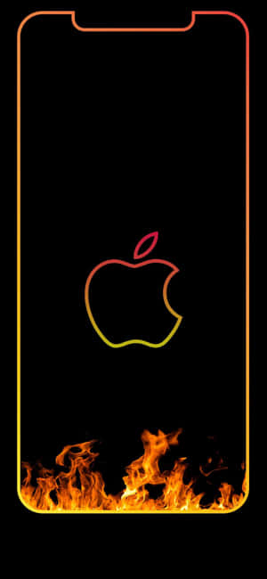 帶有火焰Apple標誌和底部火焰的手機屏幕。 — iPhone 17e 壁紙