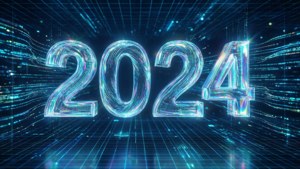 數碼網格中發光的未來感2024與藍色光跡