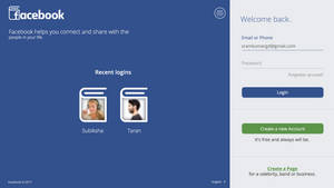 Facebook 登入頁面，包含最近用戶及建立帳戶選項。