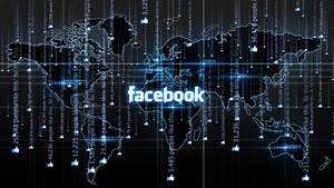 世界地圖帶有Facebook標誌和層疊的讚好通知。