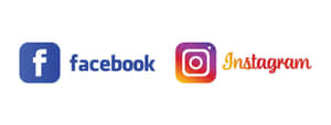 白色背景上的 Facebook 和 Instagram 社交媒體標誌