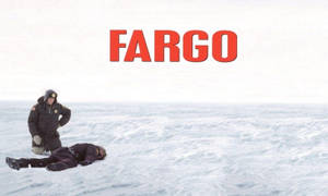 警察跪喺雪地屍體旁邊，有「FARGO」文字。