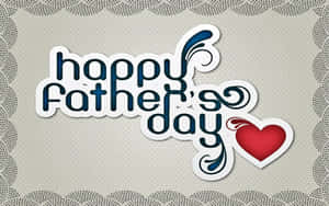 Happy Father's Day 祝福，帶有裝飾性漩渦和一個紅心。