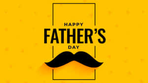 Happy Father's Day 圖案，帶有鬍鬚和星星，黃色背景。