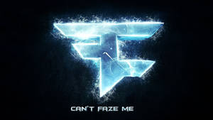 發光藍色 Faze Clan 標誌帶有電火花同文字 Can't Faze Me。