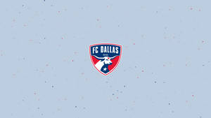 FC Dallas 足球隊標誌在斑點藍色背景上。