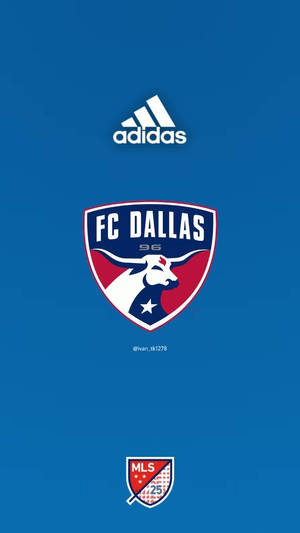 FC達拉斯和MLS標誌，帶有Adidas標誌，藍色背景 — 足球 壁紙