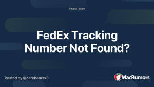 MacRumors論壇帖子，詢問遺失的FedEx追蹤號碼。