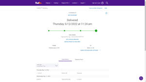 FedEx 送達確認畫面顯示包裹已送達博爾頓。