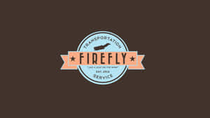 Firefly Transportation Service 標誌，在棕色背景上帶有葉子剪影和蜜桃色橫幅。