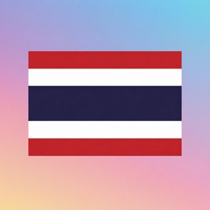 泰國國旗，水平條紋，背景為柔和漸變色