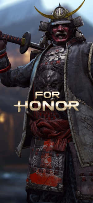 身穿戰鬥盔甲的武士手持劍，遊戲標題「For Honor」。 — Galaxy A54 壁紙