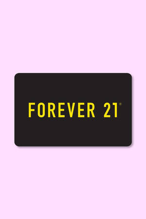 黑色Forever 21禮品卡，粉紅色背景上有黃色文字。 — 深紫色美學 GIF 壁紙