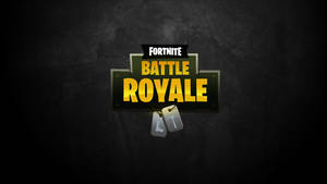 Fortnite Battle Royale 標誌，帶有狗牌，背景為深色紋理。