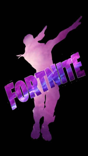 Fortnite標誌配以紫色跳舞角色剪影，背景為黑色 — 要塞英雄 大逃殺 壁紙