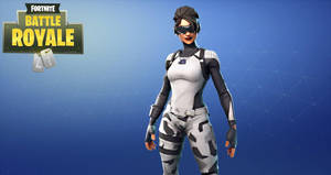 穿著黑白裝備的 Fortnite Battle Royale 角色，藍色背景