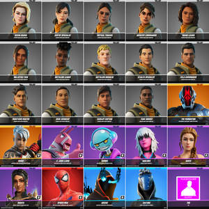 Fortnite 角色選擇畫面，顯示英雄和反派的頭像。