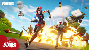 Fortnite 玩家在爆炸和飛行車輛中戰鬥。 — 要塞英雄 大逃殺 壁紙
