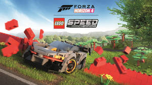 LEGO賽車在陽光明媚的戶外場景中撞穿紅磚。