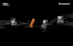 Lenovo ThinkPad 手提電腦系列，包括 X T R 系列及 Reserve Edition，置於深色波浪背景上。 — 美學筆電 壁紙