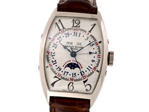Franck Muller Master Calendar 手錶，附月相及日期顯示。
