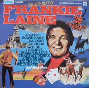 Frankie Laine 的 20 首最熱門歌曲專輯封面，帶有牛仔場景和撲克牌。