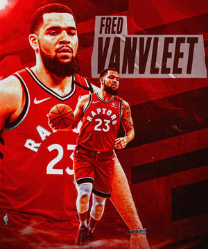 籃球運動員Fred VanVleet身穿紅色Raptors球衣運球。 — Galaxy Z Fold 6 壁紙