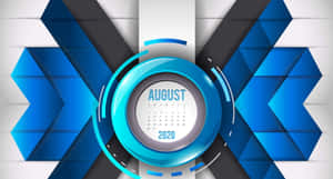 2020年8月的未來感藍黑幾何日曆。