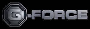 黑色背景上帶有八角形徽章的拉絲銀色G-FORCE標誌