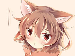 有狐狸耳朵和紅眼睛的動漫女孩害羞地向前看 — Gacha life GIF 壁紙