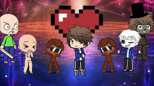 宇宙中的Q版動漫角色，上方漂浮著一個像素心形。 — Gacha life GIF 壁紙