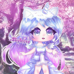 在紫色森林中擁有獨角獸角和銀河眼睛的動漫女孩。 — Gacha life GIF 壁紙