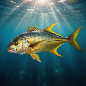 金色魚喺陽光照射嘅海水入面游水