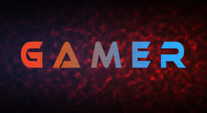 在火紅背景上以漸變色彩顯示的Gamer文字，並帶有發光粒子。 — 遊戲 壁紙