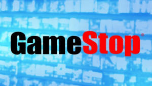 GameStop 標誌，黑色和紅色文字，藍色數位背景。 — 深藍色美學 壁紙