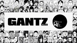 Gantz 漫畫海報，以網格排列的角色面孔和粗體標題文字。