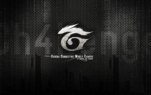 Garena 遊戲標誌，龍眼位於紋理深色背景上